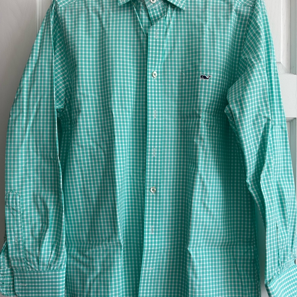 Vineyard Vines Men's Teal Gingham Shirt